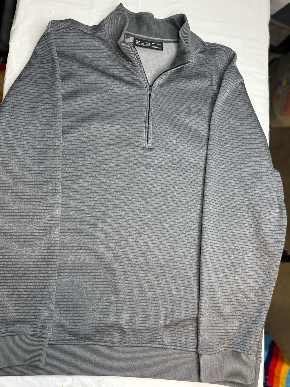 Under Armour ColdGear 1/4 Zip Pullover XXL Gray Stripe Athletic Sweatshirt - Picture 4 of 4